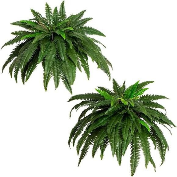 Set of 2 Large Hanging Fake Boston Ferns 48in Lush Greenery Home Decor - Picture 7 of 7